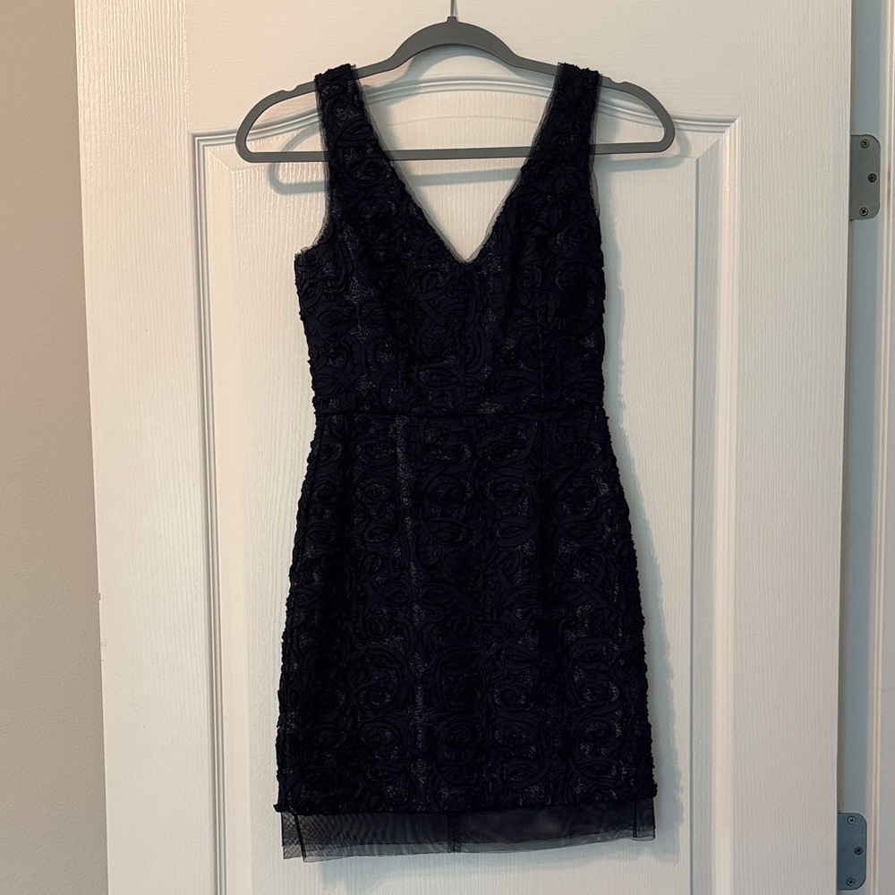 BCBGMaxAzria Navy Floral Lace Mini Dress